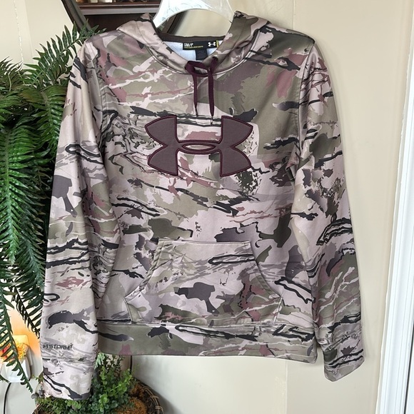 Under Armour Storm Camouflage Hoodie Embroidered Logo Fleece Lined Hunting - Picture 7 of 15